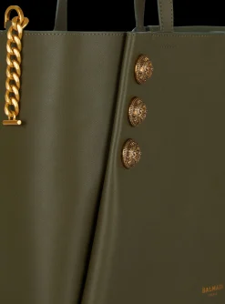 Women Balmain Emblème Leather Tote Bag