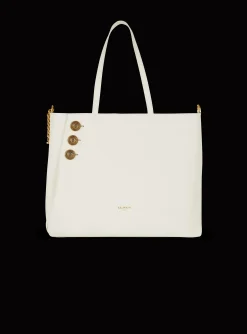 Women Balmain Embl&egrave;me Leather Tote Bag