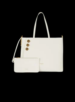 Women Balmain Embl&egrave;me Leather Tote Bag