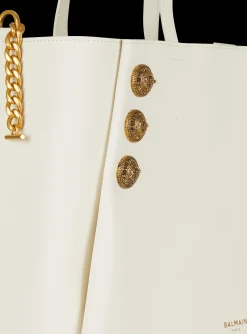 Women Balmain Embl&egrave;me Leather Tote Bag