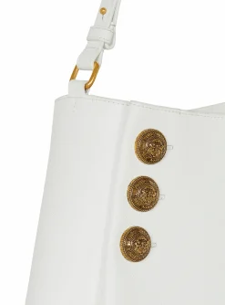 Women Balmain Embl&egrave;me Shoulder Bag In Grained Calfskin
