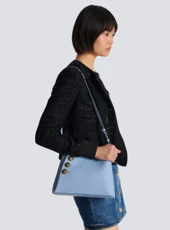 Women Balmain Embl&egrave;me Shoulder Bag In Grained Calfskin