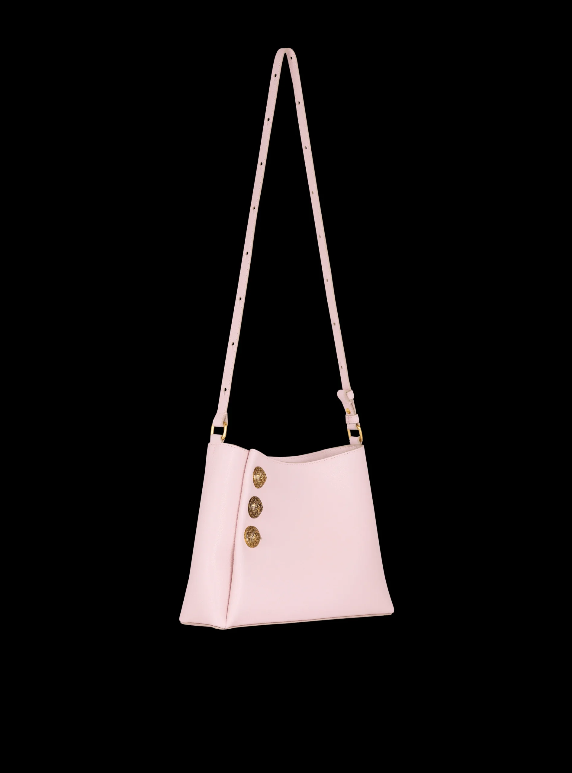 Women Balmain Emblème Shoulder Bag In Grained Calfskin