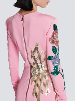 Women Balmain Embroidered Roses Dress