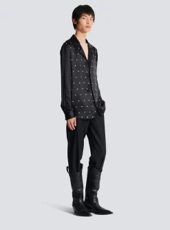 Balmain Embroidered Silk Stars Shirt