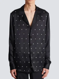 Balmain Embroidered Silk Stars Shirt