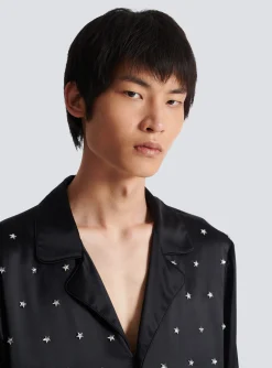 Balmain Embroidered Silk Stars Shirt