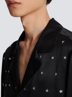 Balmain Embroidered Silk Stars Shirt