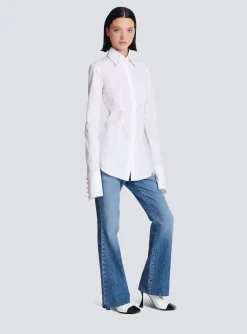 Women Balmain Fitted Poplin Shirt
