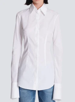 Women Balmain Fitted Poplin Shirt