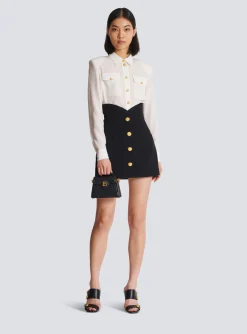 Women Balmain Flared Double Crepe Tulip Skirt