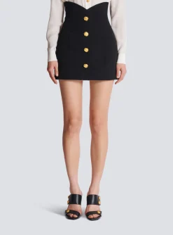 Women Balmain Flared Double Crepe Tulip Skirt