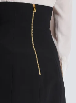 Women Balmain Flared Double Crepe Tulip Skirt