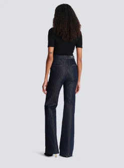 Women Balmain Flared Jeans With Lurex Stripes