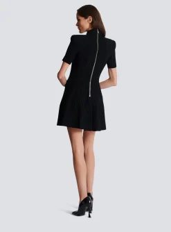 Women Balmain Flared Knit Dress With Buttons