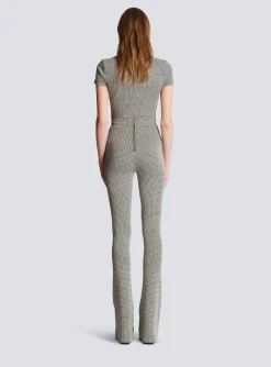 Women Balmain Flared Monogrammed Jacquard Trousers