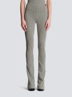 Women Balmain Flared Monogrammed Jacquard Trousers