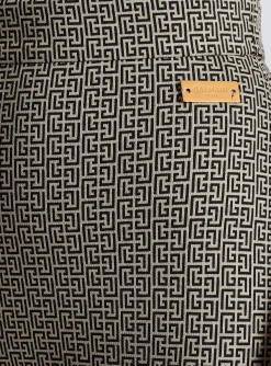 Women Balmain Flared Monogrammed Jacquard Trousers
