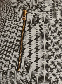 Women Balmain Flared Monogrammed Jacquard Trousers