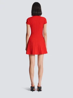 Women Balmain Fla Pleated Knit Dress