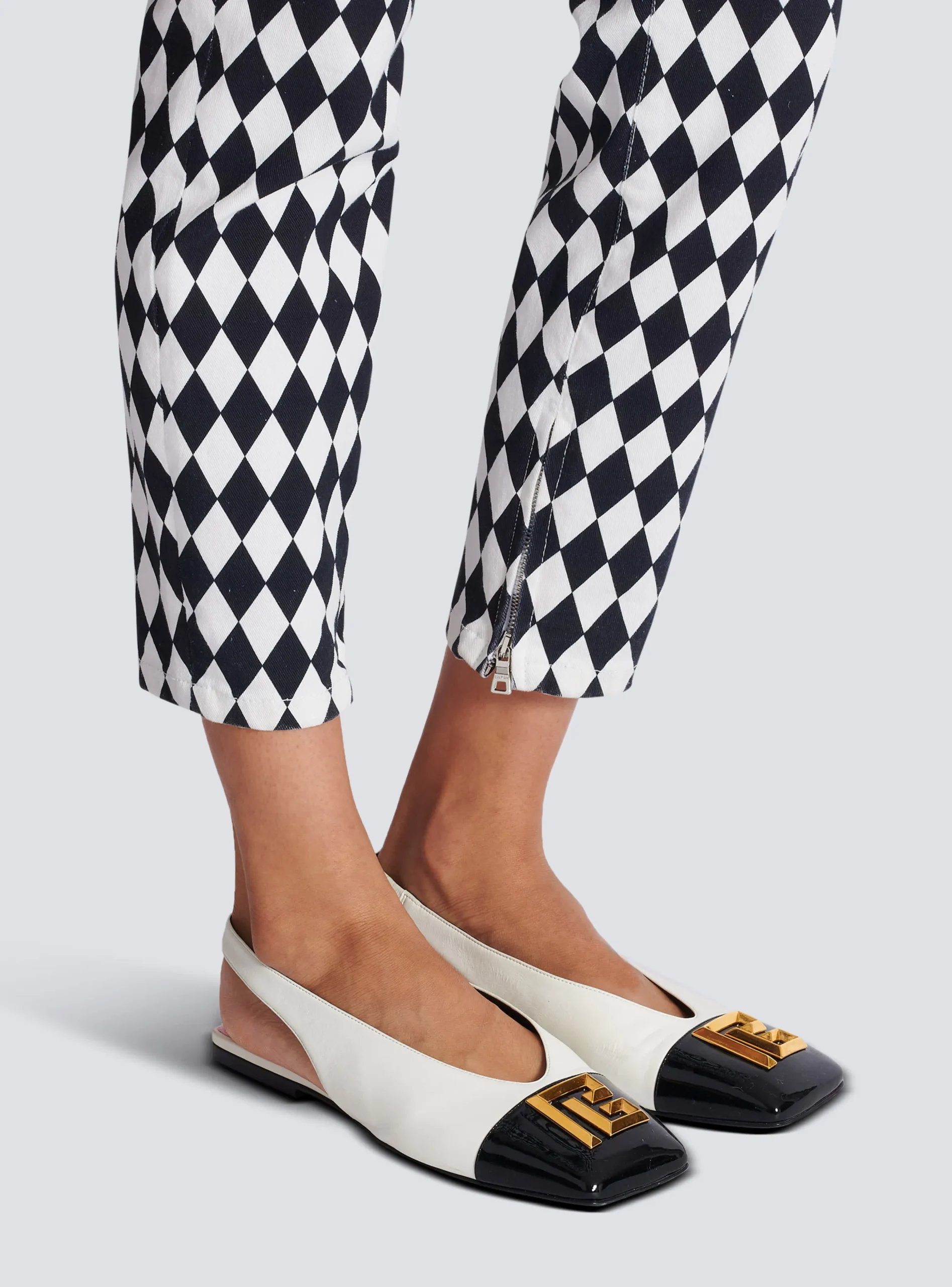Women Balmain Flat Eden Slingbacks In Two-tone Leather