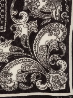 Women Balmain Floaty Scarf With Mini Monogram And Paisley Print