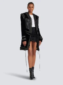Women Balmain Flocked Paris Cropped T-Shirt
