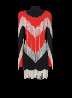 Women Balmain Fringed Knit Dress
