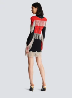 Women Balmain Fringed Knit Dress