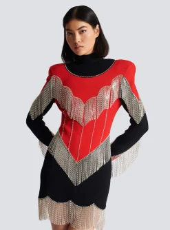 Women Balmain Fringed Knit Dress