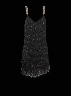 Women Balmain Fringed Lurex Tweed Dress