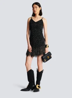 Women Balmain Fringed Lurex Tweed Dress