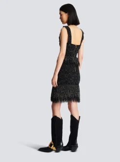 Women Balmain Fringed Lurex Tweed Skirt