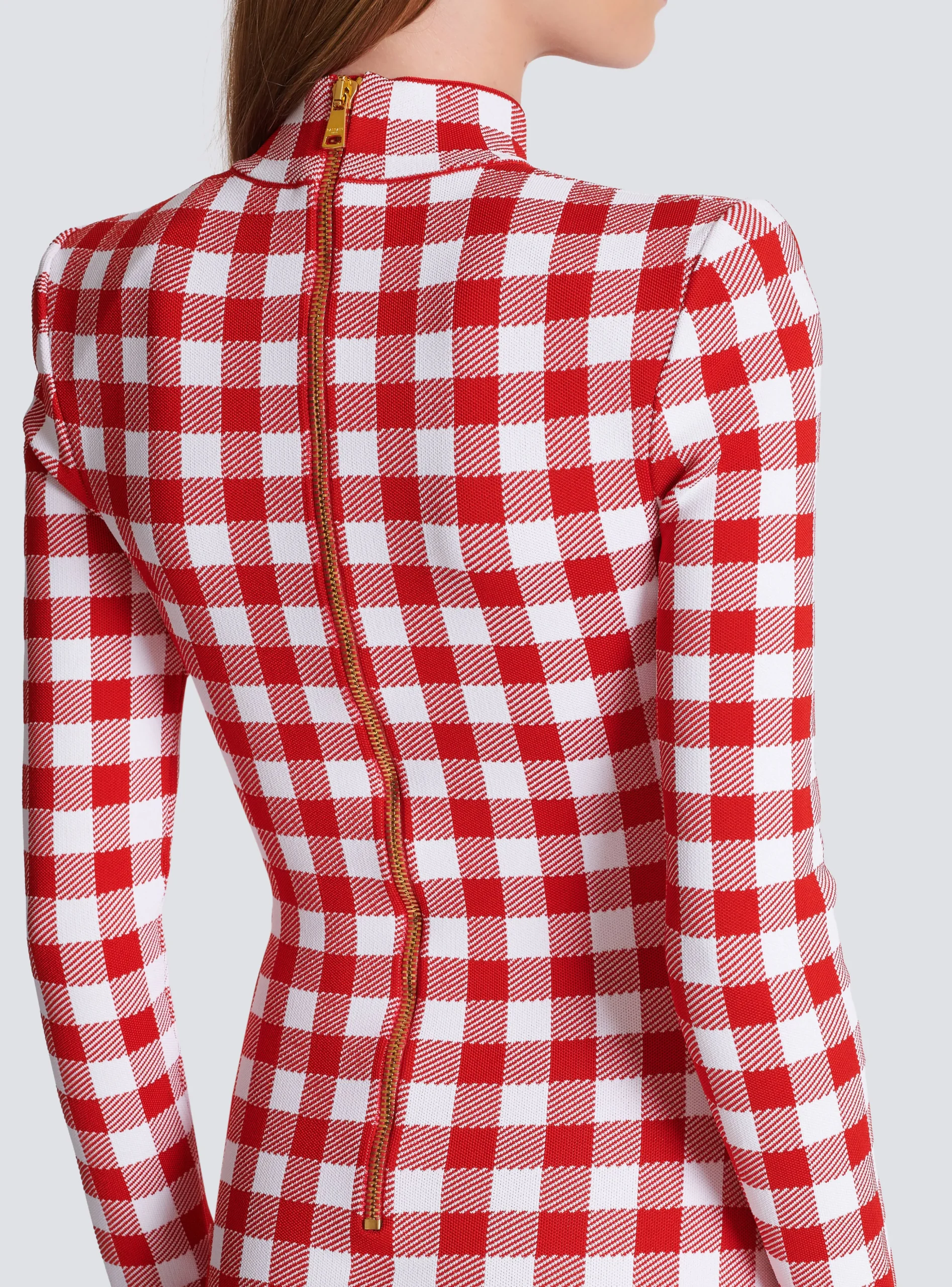 Women Balmain Gingham Fine Knit Dress