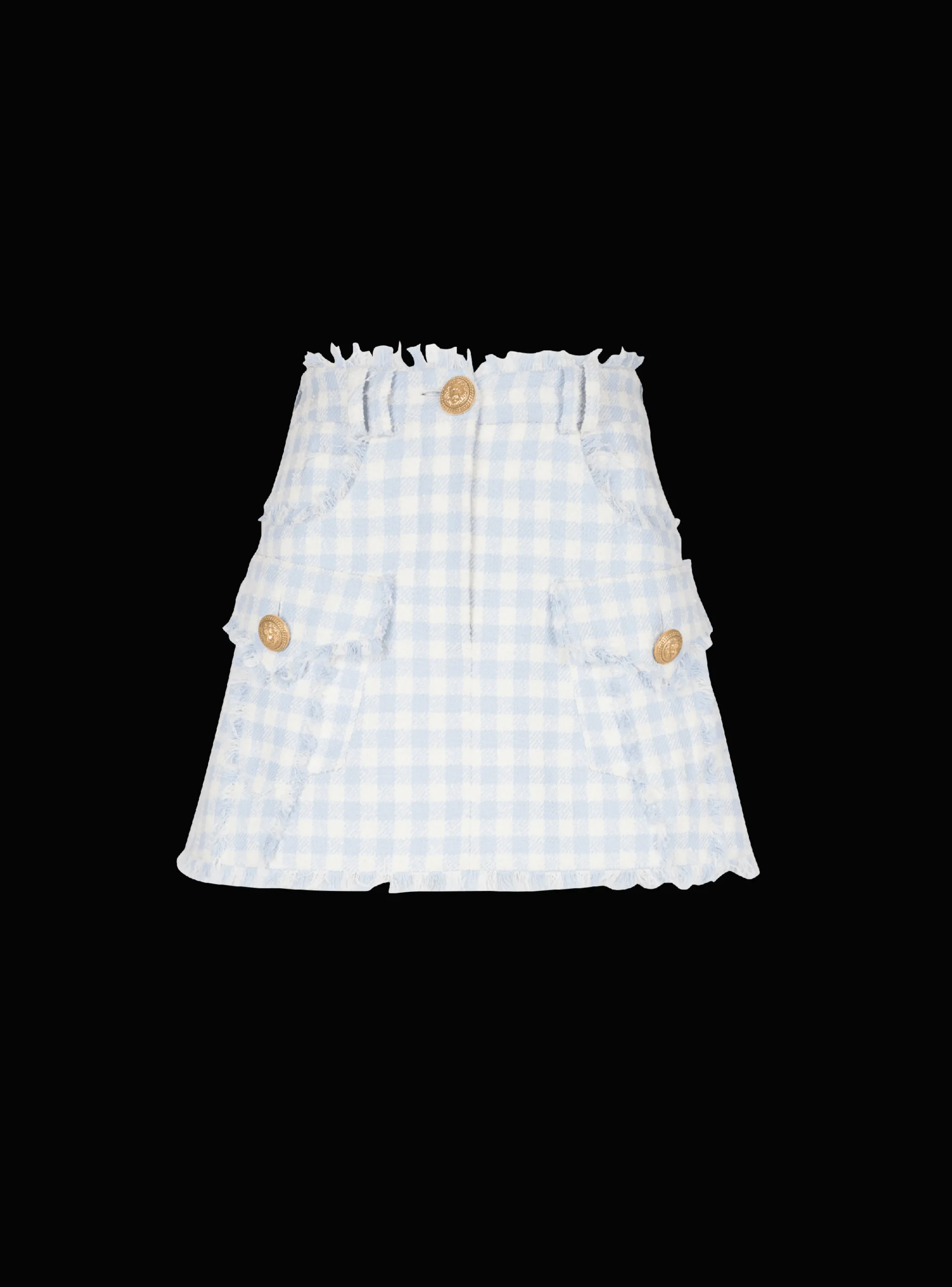 Women Balmain Gingham Tweed A-line Skirt