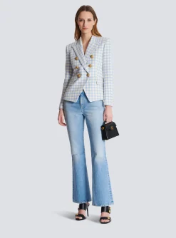 Women Balmain Gingham Tweed 6-button Jacket