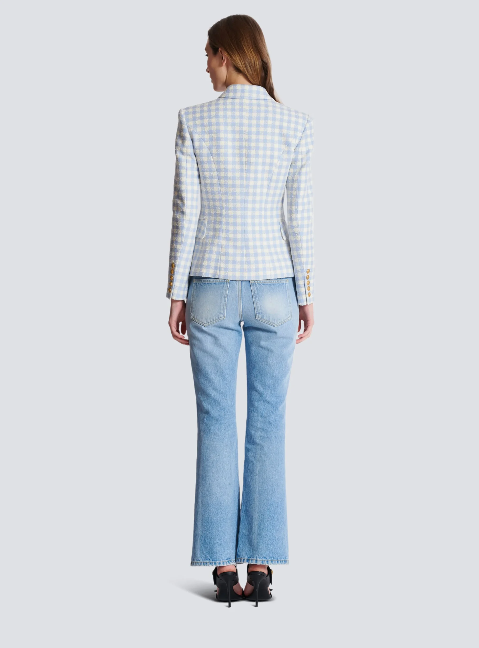 Women Balmain Gingham Tweed 6-button Jacket