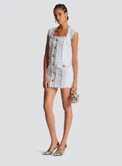 Women Balmain Gingham Tweed Dress