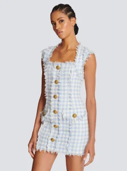 Women Balmain Gingham Tweed Dress