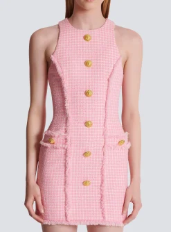 Women Balmain Gingham Tweed Dress