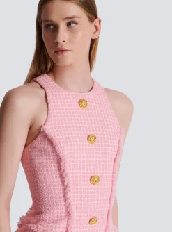 Women Balmain Gingham Tweed Dress