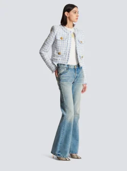 Women Balmain Gingham Tweed Jacket