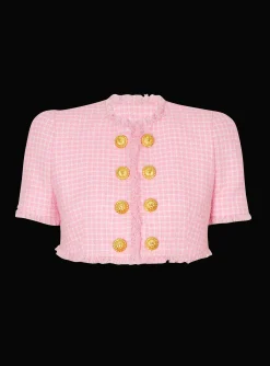 Women Balmain Gingham Tweed Jacket