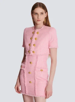 Women Balmain Gingham Tweed Jacket