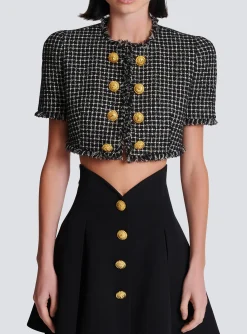 Women Balmain Gingham Tweed Jacket