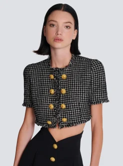 Women Balmain Gingham Tweed Jacket