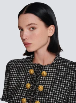 Women Balmain Gingham Tweed Jacket