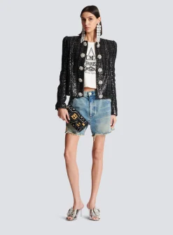 Women Balmain Glittery Tweed Jacket