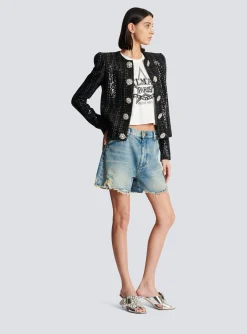 Women Balmain Glittery Tweed Jacket