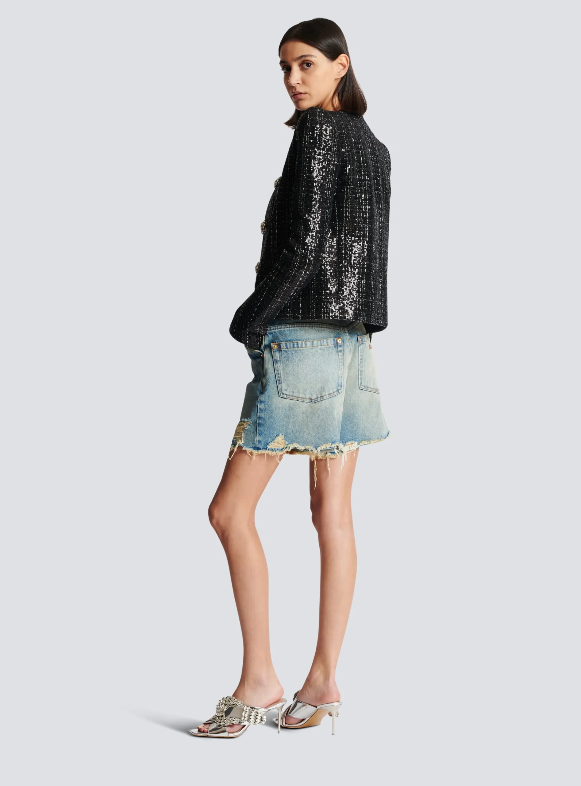 Women Balmain Glittery Tweed Jacket
